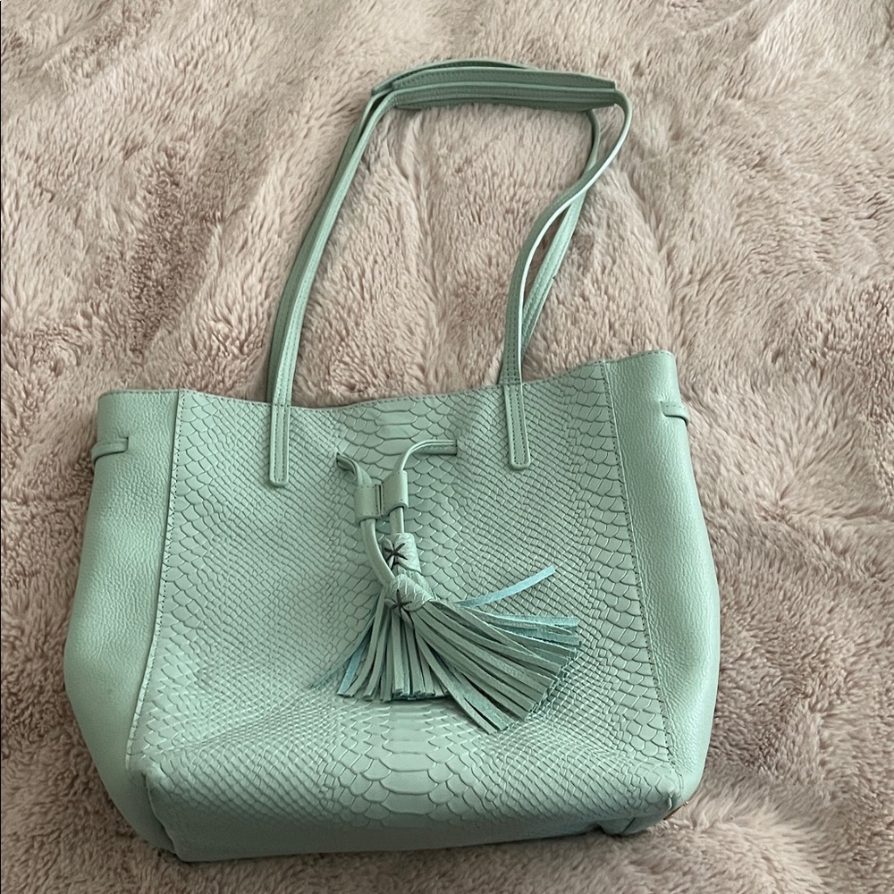 GiGi New York Light Green Tote with Tassel